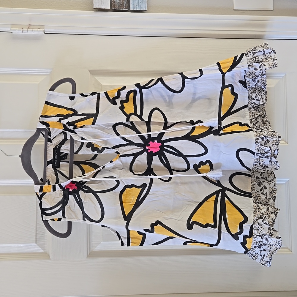 Lane Bryant cotton flowered ruffle swing top
